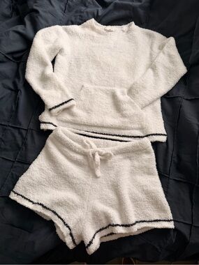 Barefoot Dreams White Cozychic Lite Matching Set - Soft Knit XS